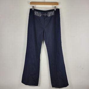 MAG Magaschoni Faux Belted Mid Rise Flare Trouser Pants